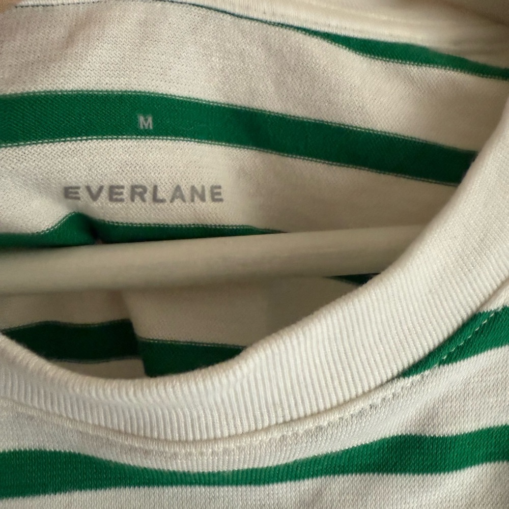 Everlane Green and White Striped Tee - Picture 2 of 3